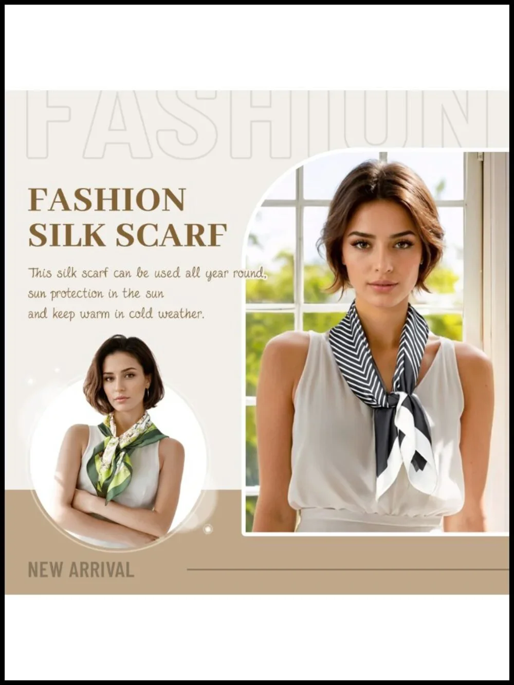 Satin Bandana Scarf for Women - Versatile Silk Feeling Hair Neck Scarf, Floral,